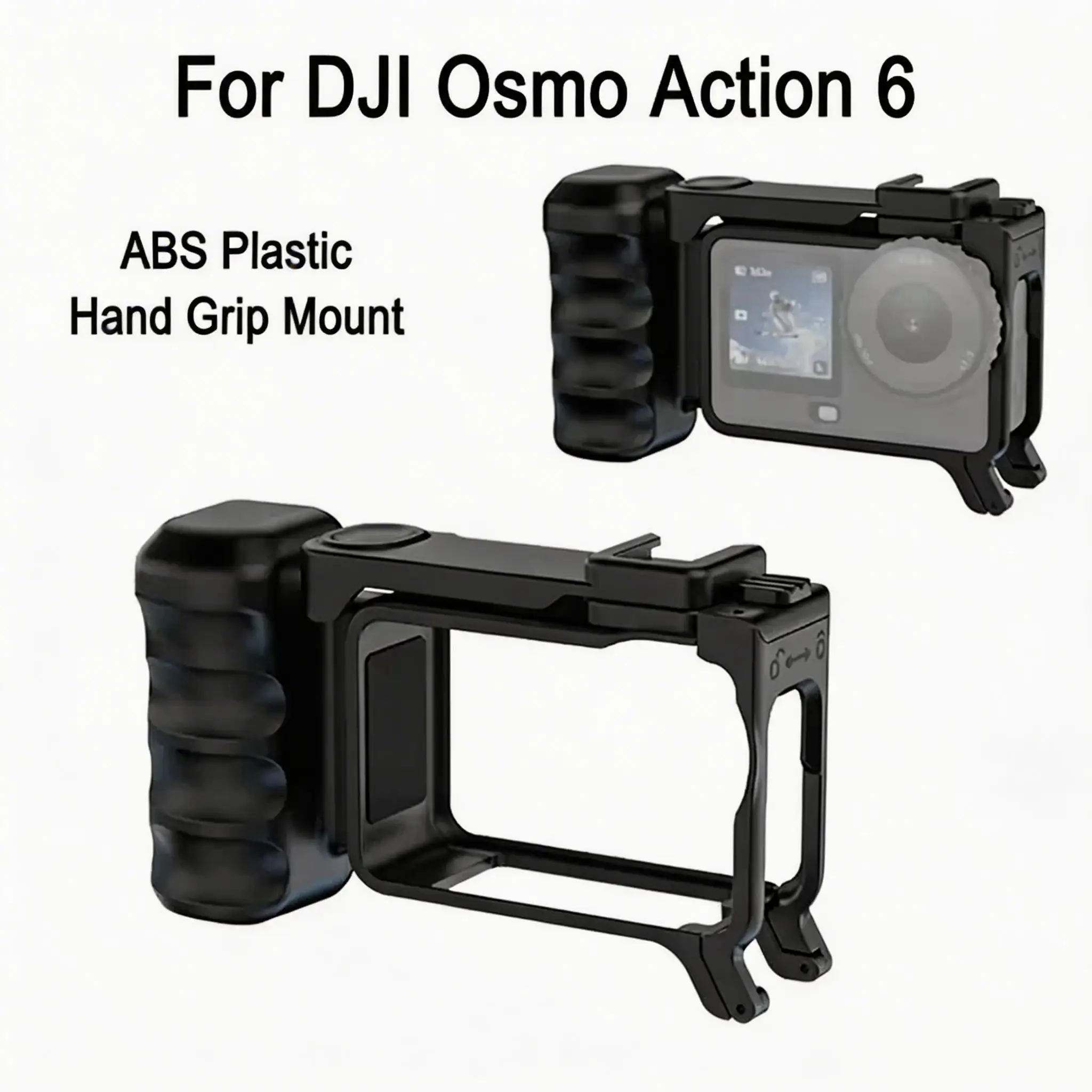 

Quick Release Street Photography Grip Kit Plastic Shutter Button Camera Cage Grip Handle With Cold Shoe for DJI Osmo Action 6