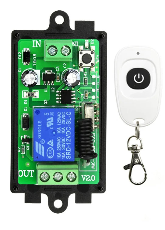 DC12V 24V 1CH Remote Kontrol Nirkabel Saklar Lampu LED Output Relai Pengendali Radio Pemancar RF dan Penerima 433 MHz