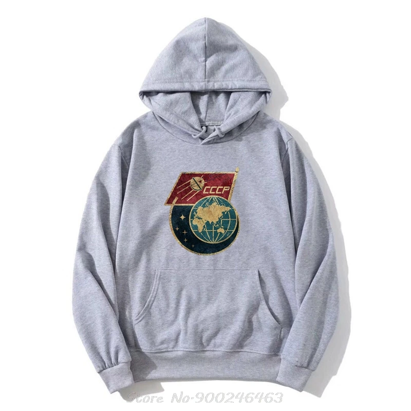 New Russian CCCP Yuri Gagarin Oversized Hoodie Men's Team Soviet Retro Hoody Sputnik Space Exploration Plan Pullover Sweatshirt