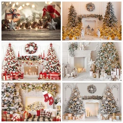 Christmas Tree Gift Photocall Backdrop Window Fireplace Baby Family Portrait Photography Backgrounds Decoration For Photo Studio