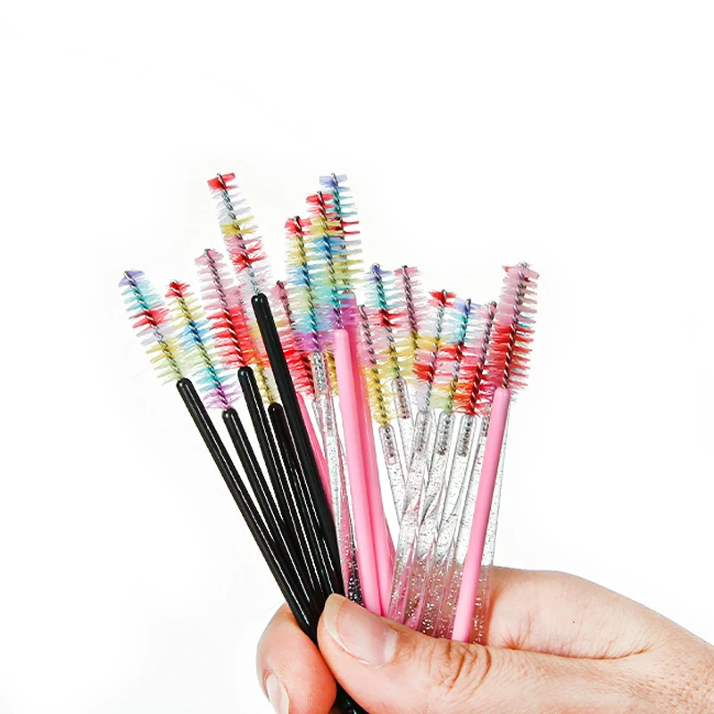 50 pçs descartável cristal cílios escova pente cílios extensão rímel varinhas maquiagem profissional ferramenta de beleza