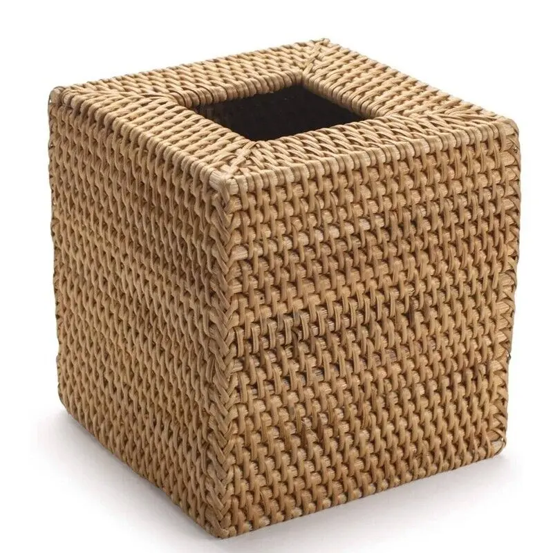 Handmade Rattan Weaving Tissue Case Napkin Holder For Living Room Table Tissue Boxes Container Home Car Papers Dispenser Holder