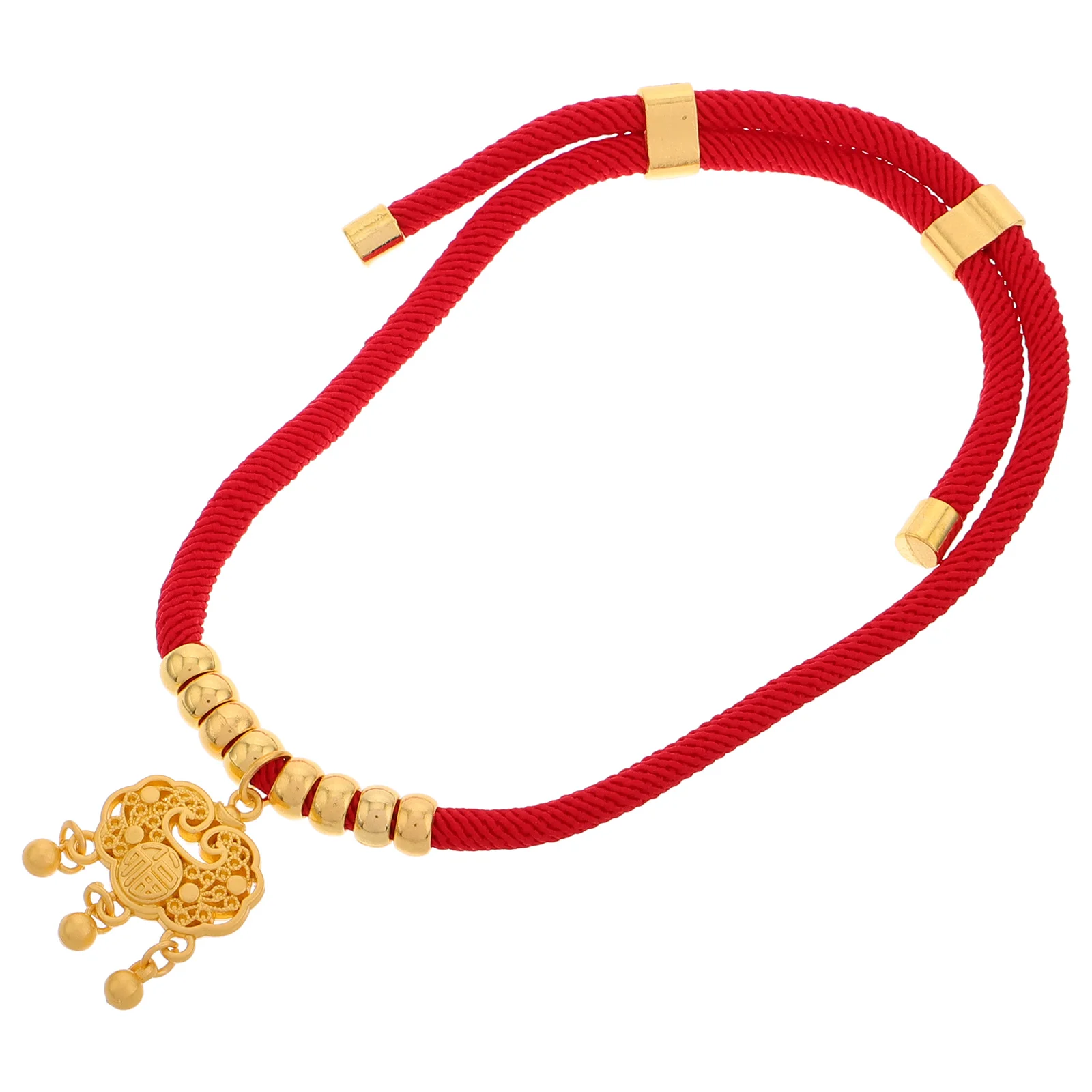 

Adjustable Red Rope Pet Collar Gold Beads Lucky Charm Cats Small Dogs Durable Faderesistant Unique Eyecatching
