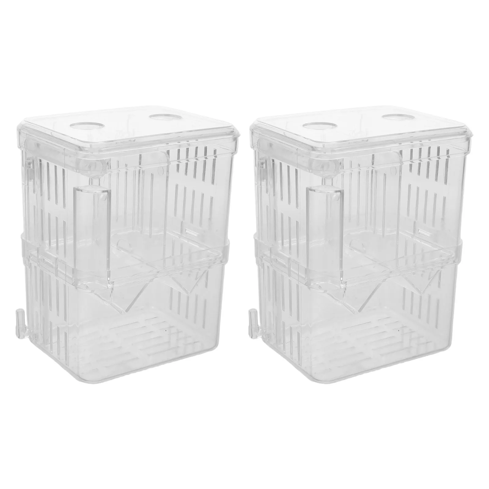 

2pcs Fish Breeding Box For Aquarium: Clear Acrylic Guppy Hatchery Tank Floating Isolation Container For Small Fish Shrimp