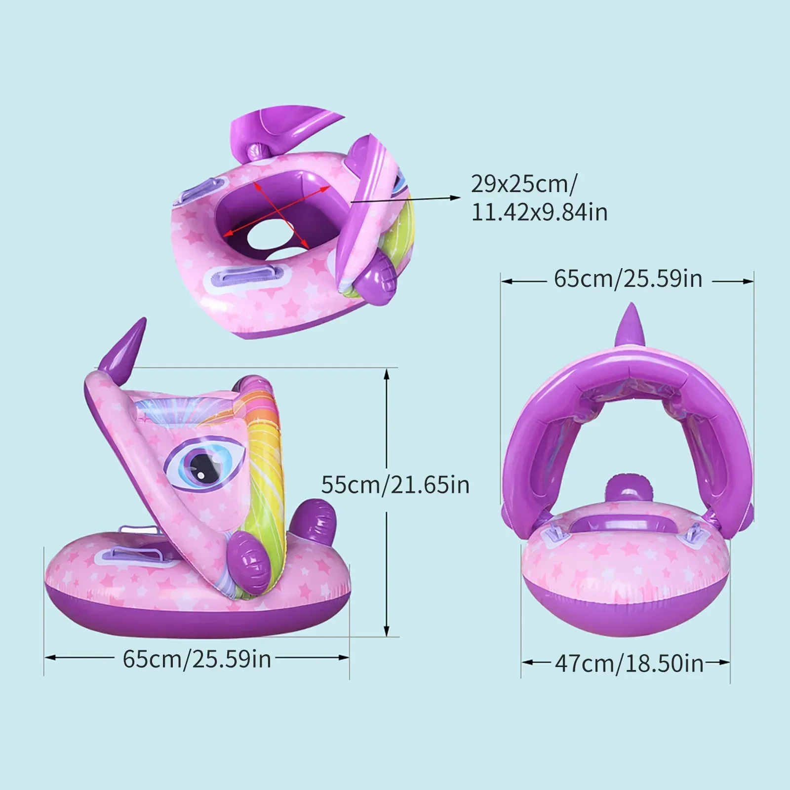 Baby Pool Float Removable Canopy for Swimming Infant Floating Seat Swim Circle Kids Safety Bathing Summer Beach Water Toys