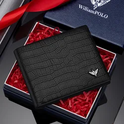 Fashionable men's wallet, short genuine pickup card holder, personalized multifunctional card bag