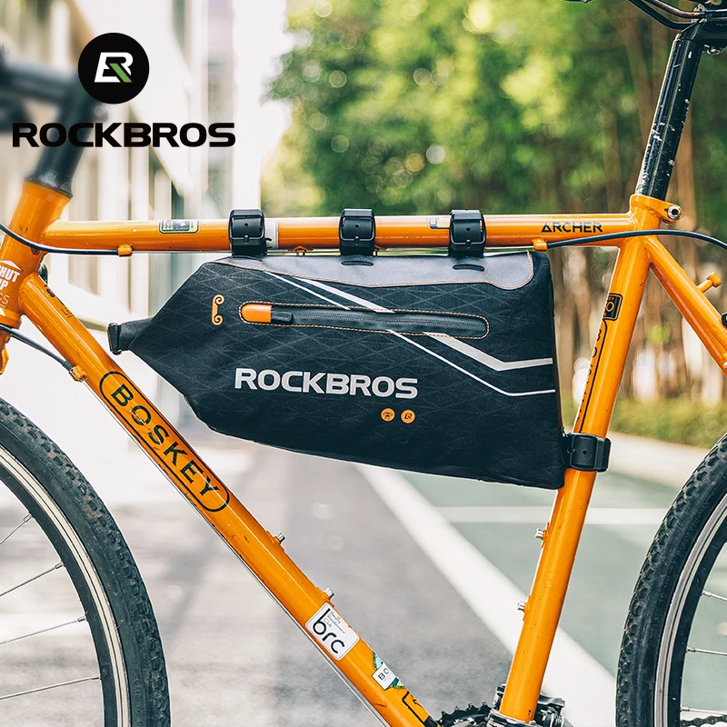 ROCKBROS Bicycle Frame Bag Waterproof Portable Front Tube Frame Bike Bag Bike Bottom Tube Bag MTB Road Cycling Bag