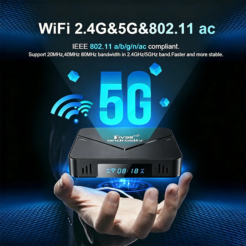 New Smart TV Box 8K TV98 Rockchip RK3518 Android 14.0 Dual WiFi 6 BT5.0 8GB 128GB 4K Ultra HD X13 Voice Remote Media Player iptv