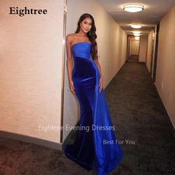 Eightree Modern Royal Blue Velvet Evening Dresses Sexy Mermaid Prom Dress Robe De Soiree Strapless Party Gowns for Women Arabic