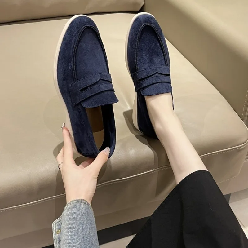 Women Loafers Spring Slip on Woman Designer Them Flat Shoes British Style Retro Breathable Mules Comfortable Flat Shoes 2024