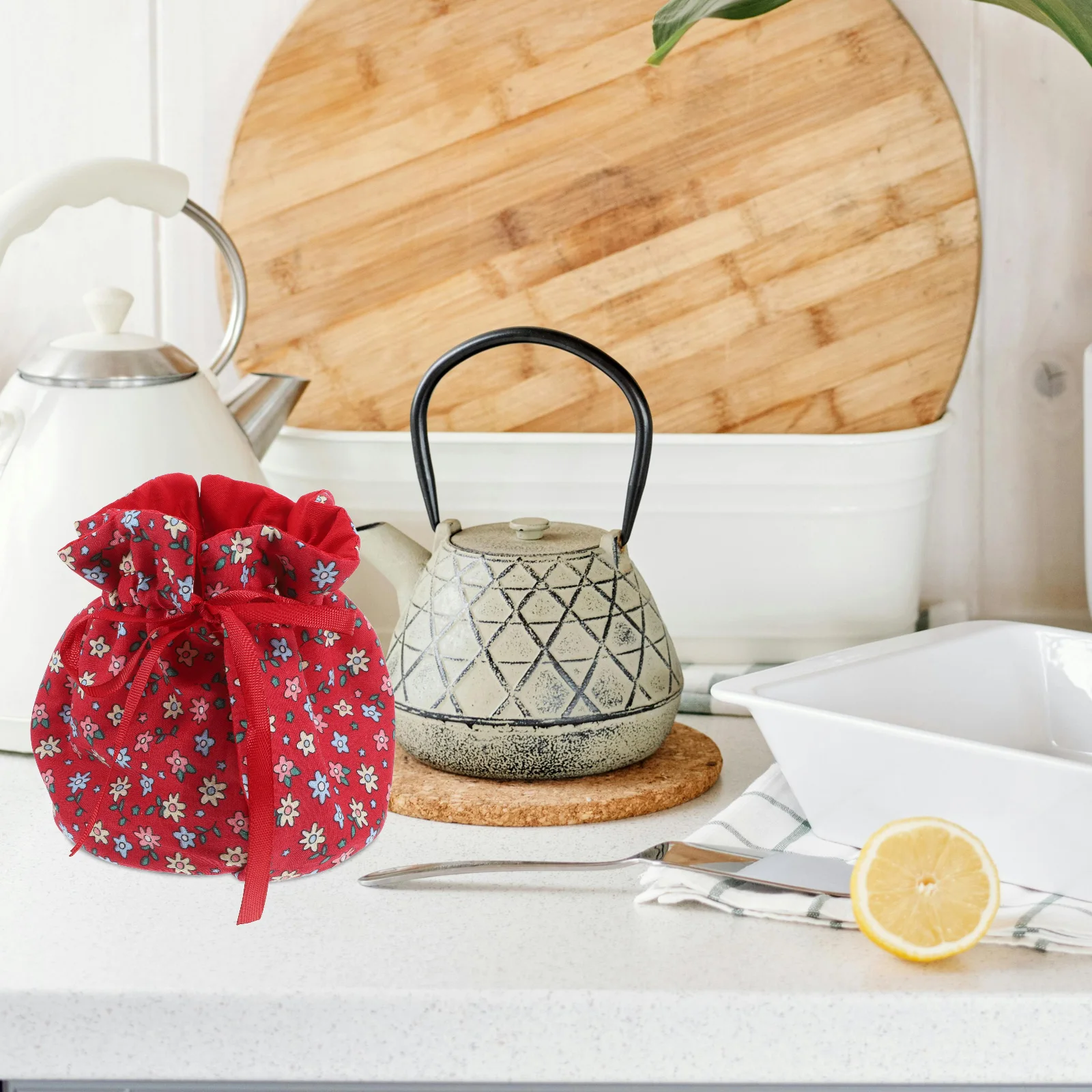 

Teapot Cover Insulated Thick Cozy Warm Dust Protection Anti-Scald For Tea Kettle Coffee Pot Cotton Cork Material