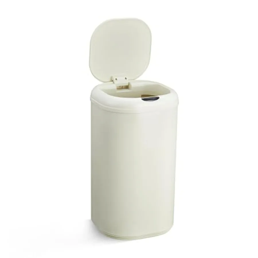 

30L Beige Stainless Steel Touchless Motion Sensor Trash Can for Kitchen Bathroom Living Room Home Office Automatic Lid Cylindri