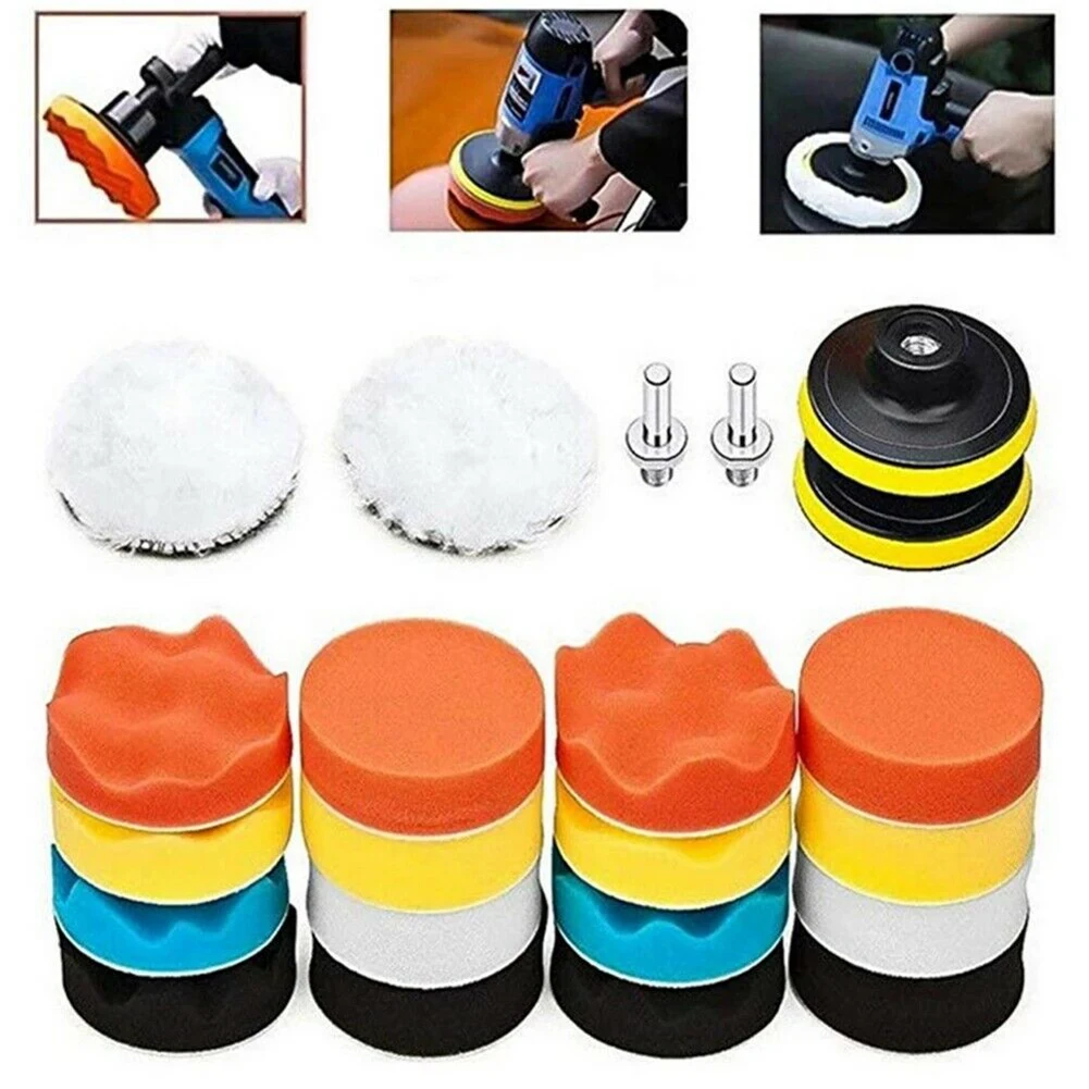 22 Pcs Waxing Polishing Sponge Pad Kit Natural and Environmentally Friendly Premium Pad Reusable For M10 Polisher Bits