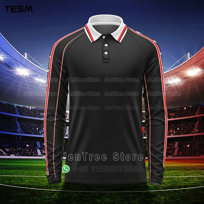 MenLong-Sleeved Polo Shirt Casual Loose Sports T-shirt Button Collar Adult Advertising Team Clothing, Summer