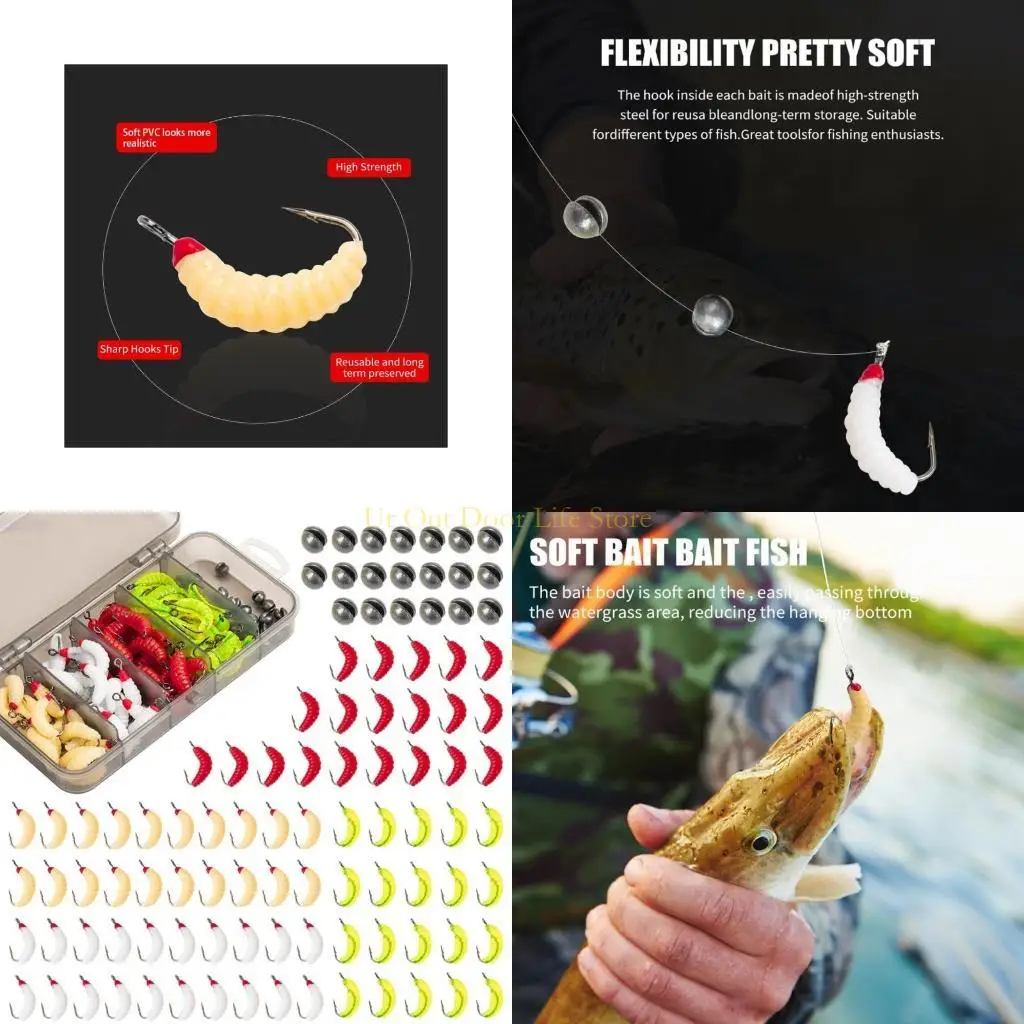 

77 мкФ 100 шт., рыболовные черви, приманки для рыбалки, искусственный червь для ловли окуня, форели, 2 см, мягкая приманка, для