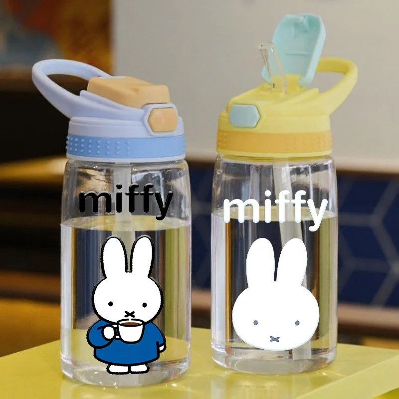 

Милая летняя бутылка для воды Miffy с принтом кавайного мультяшного кролика, простой стиль, прозрачная пластиковая бутылка, портативная кофейная кружка, подарок для девочки