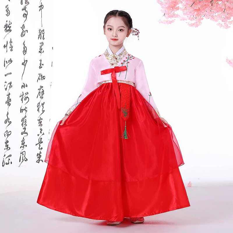 

Традиционный корейский сценический костюм ханбок, новый детский танцевальный костюм Sle Daechanggim в этническом стиле Minori для девочек