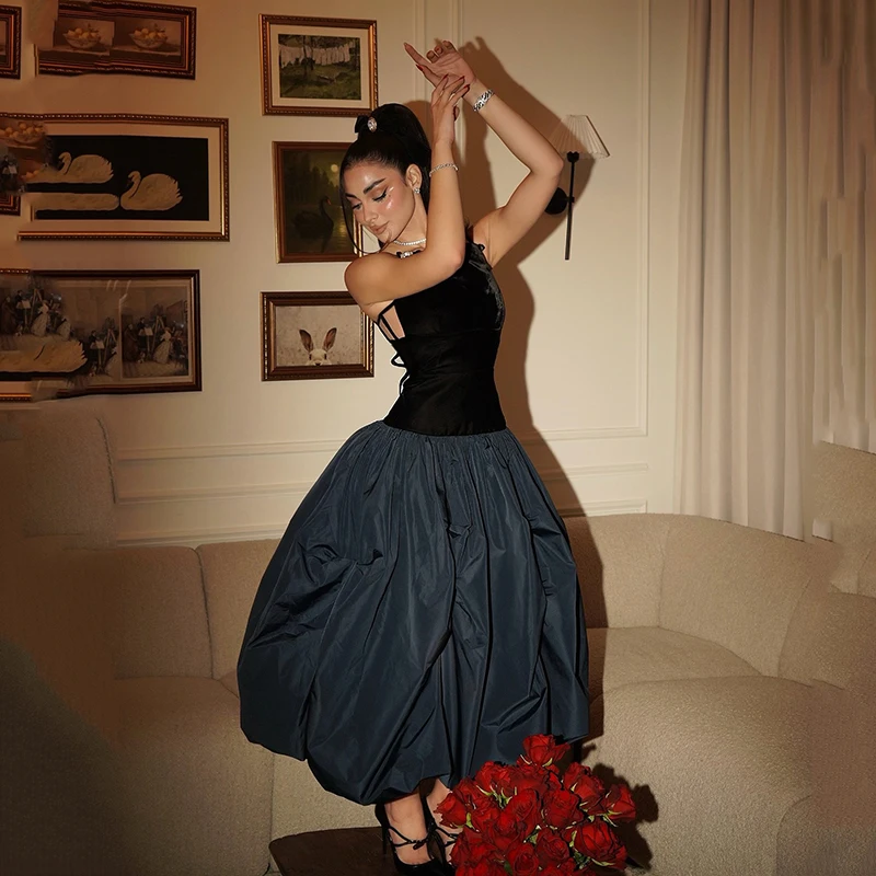 

Thinyfull 2026 A-Line Prom Evening Dresses Spaghetti Straps Tea Length Party Dress Women Night Cocktail Prom Gowns Customized