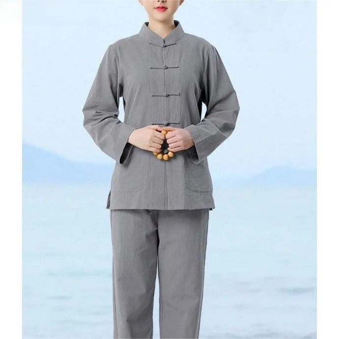 

Women's Summer Loose Breathable Zen Meditation Suit Spring Autumn Set Casual Comfortable Cotton Button down Hanfu Ensemble