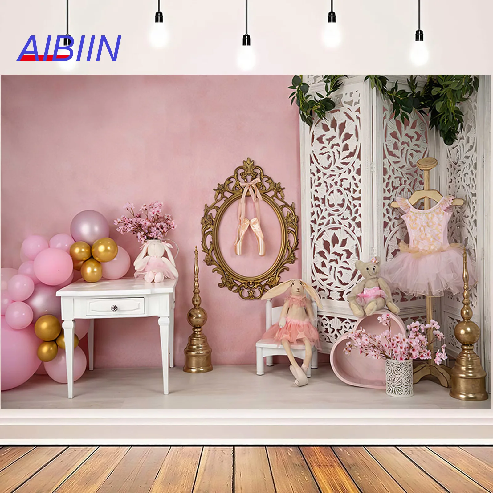 Pink Girl Bedroom Photography Background Balloon Flower Birthday Party Decor Backdrop Baby Cake Smash Portrait Photo Studio Prop