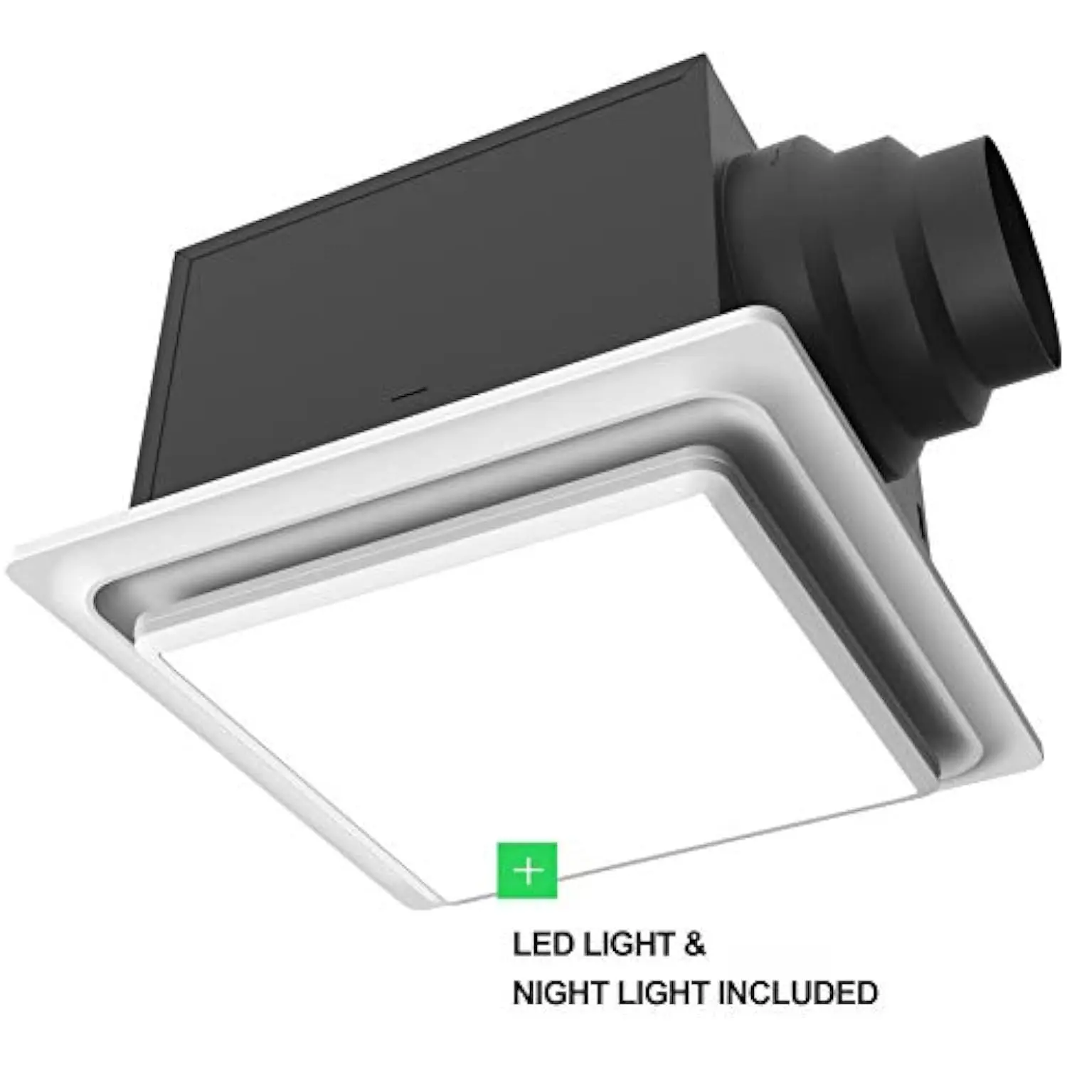 ABF110 L5 W ABF110L5 ขายึดเพดาน 110 CFM พร้อมไฟ LED/ไฟกลางคืน ได้รับการรับรอง Energy Star พัดลมระบายอากาศในห้องน้ําสีขาวเงียบ