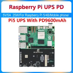 Raspberry Pi 5 / 4B UPS With PD 9600mAh 5V/5A 25W Trigger Activation Uninterruptible Power Bank Supply Also For Phone/Mini PC