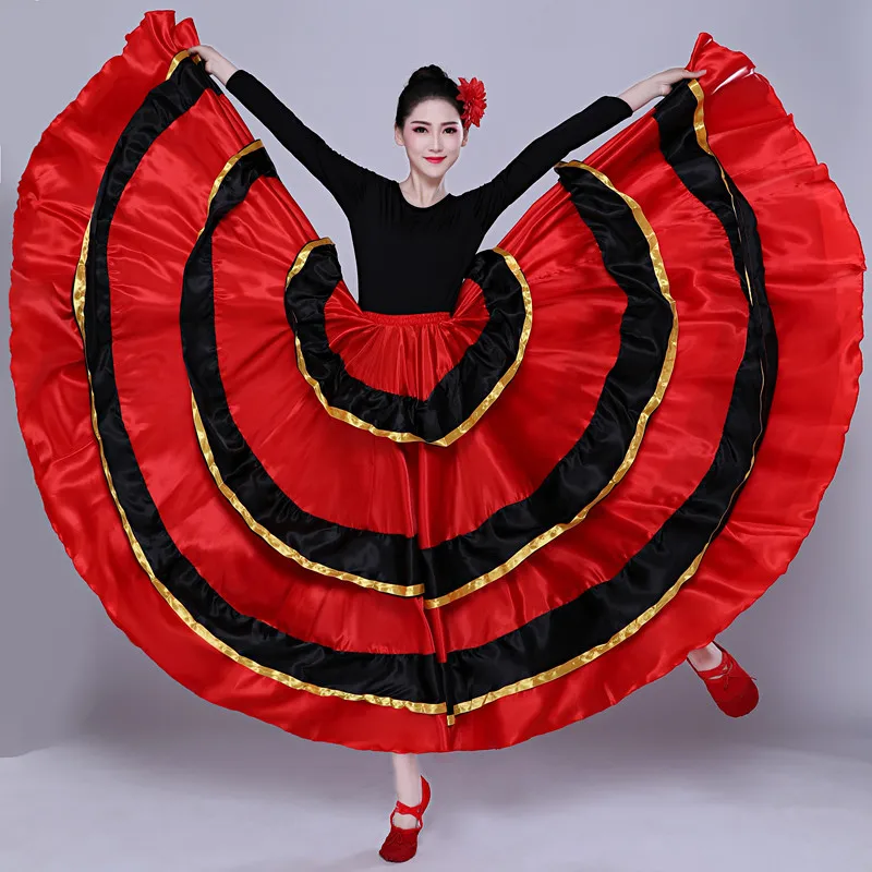 

Spanish Dance Costume Classic Gypsy Dance Costume Flamenco for Women Swing Skirts Bullfight Belly Performance 360/540/720