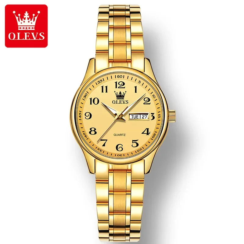 

OLEVS 5567 Trendy Luxury Quartz Women Wristwatches, Alloy Strap Waterproof Casual Watches For Women Calendar Week Display