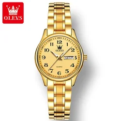 OLEVS 5567 Trendy Luxury Quartz Women Wristwatches, Alloy Strap Waterproof Casual Watches For Women Calendar Week Display