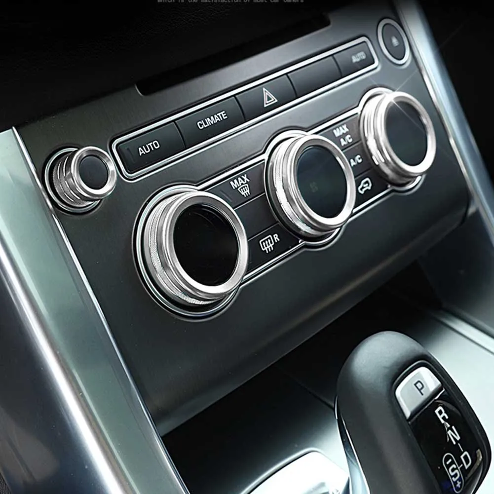 4 pièces de garnitures de bouton de climatisation argentées pour Range Rover Sport Autobiography Vogue 2014-2017, remplacement OEM en alliage d'aluminium brillant anti-rayures