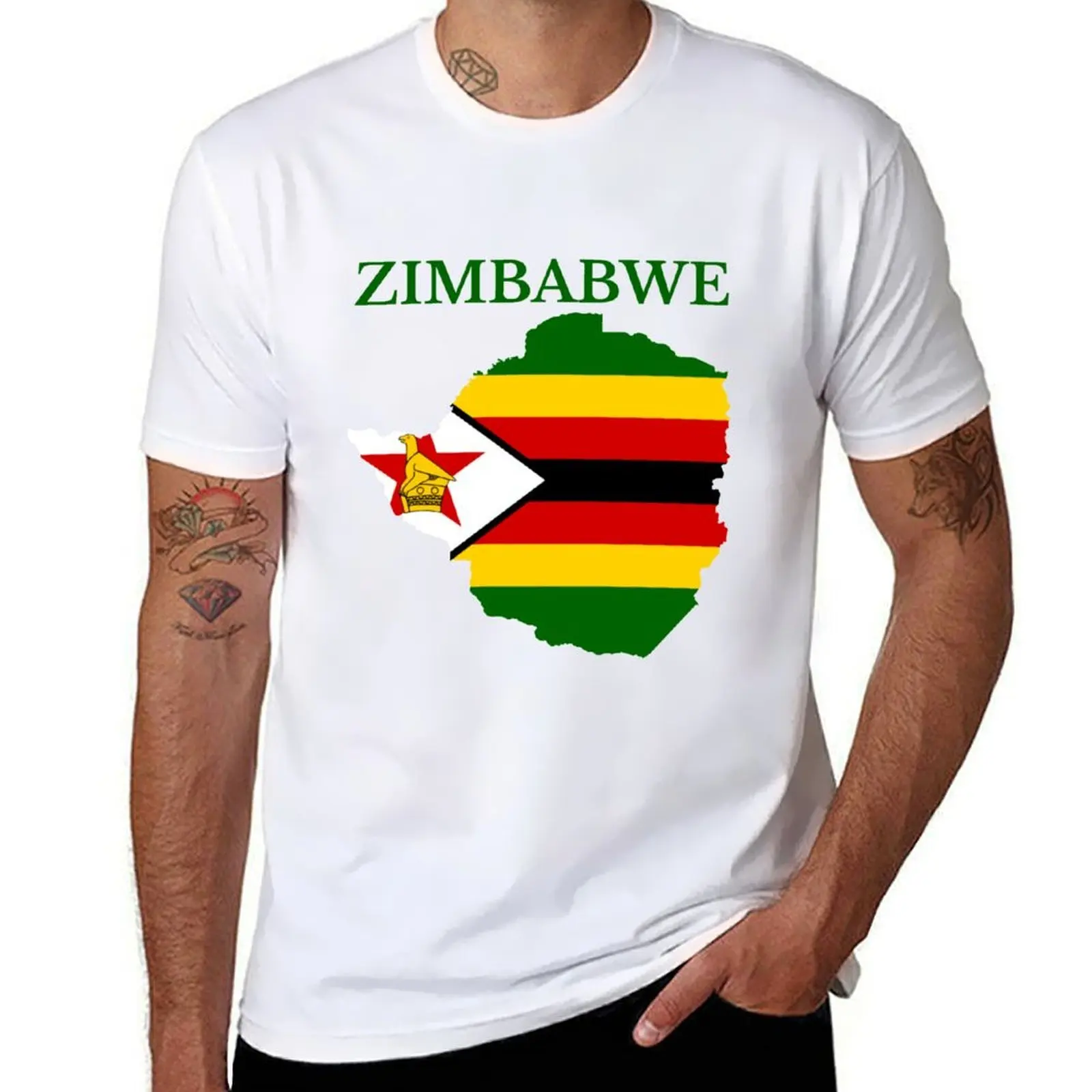 

Zimbabwe Flag Map T-Shirt t shirts for man cotton funny t shirts for man cotton T-Shirt