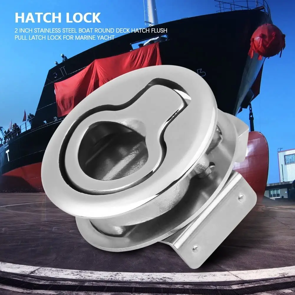 

2 Inch Stainless Steel Boat Round Deck Hatch Flush Pull Latch Lock for Marine Yacht Furniture