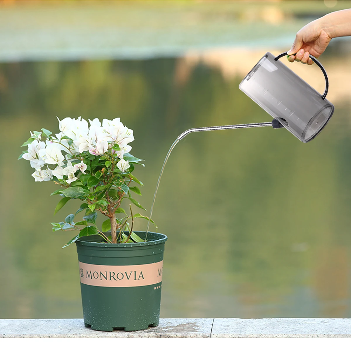 

Watering Can Large Opening Anti Skid Grip Long Mouth Portable Kettle for Flower Gardening Green Plants Small Metal Outdoor