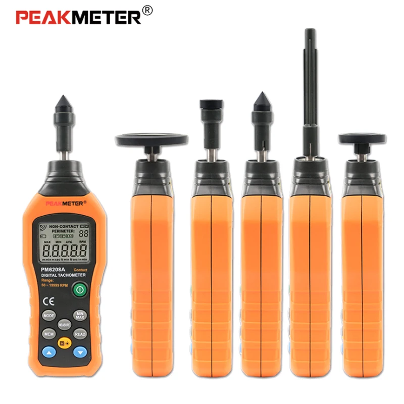 PEAKMETER PM6208A PM6208B High Pressional Contact Digital Tachometer Rpm Speed Meter 50~19999RPM Gauge MS6208A