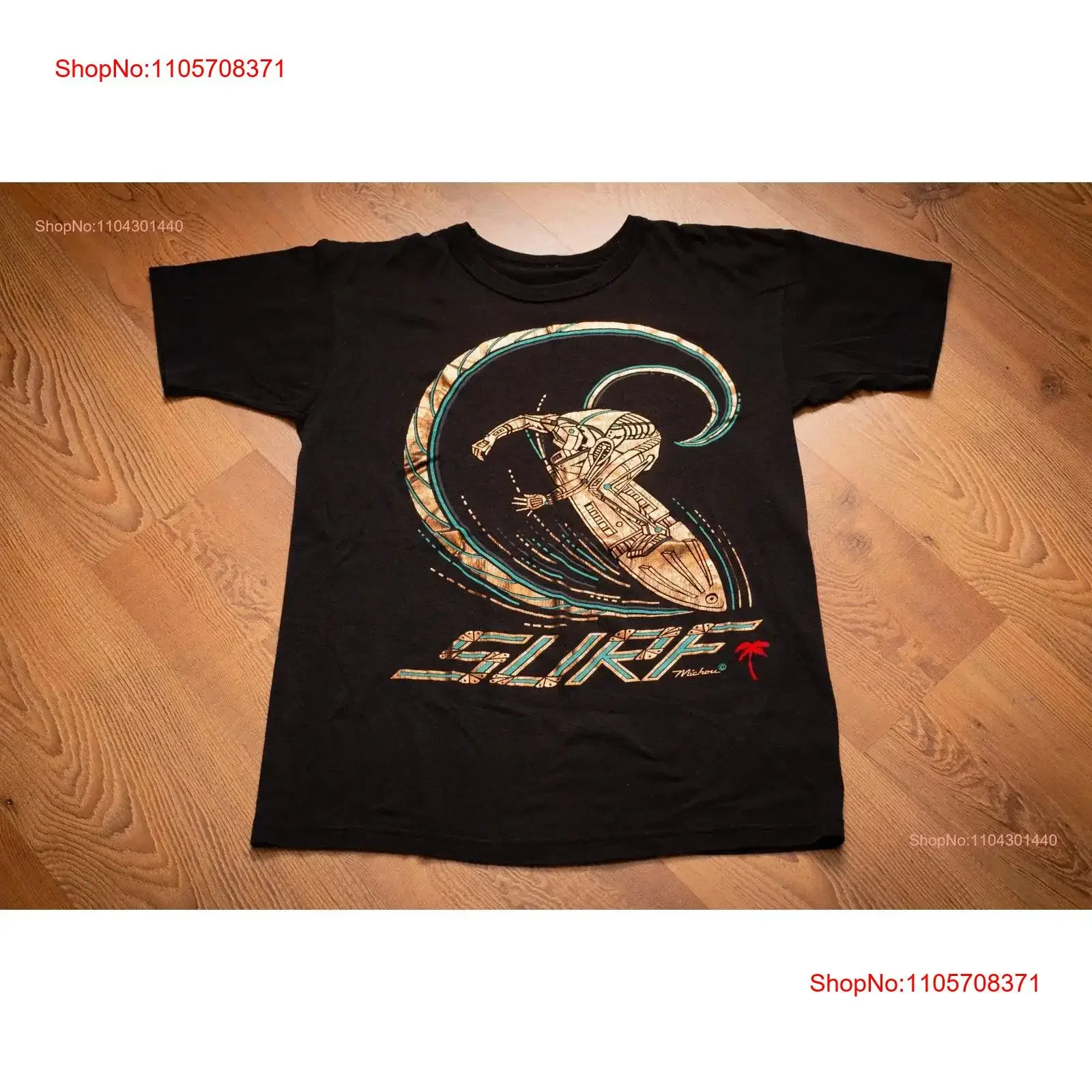 80s 90s SURF Foil T Shirt M Vintage Michou Surfing Aloha Beach Surfer Wave Beachwear Surfwear vintage Washed Stylish fashion