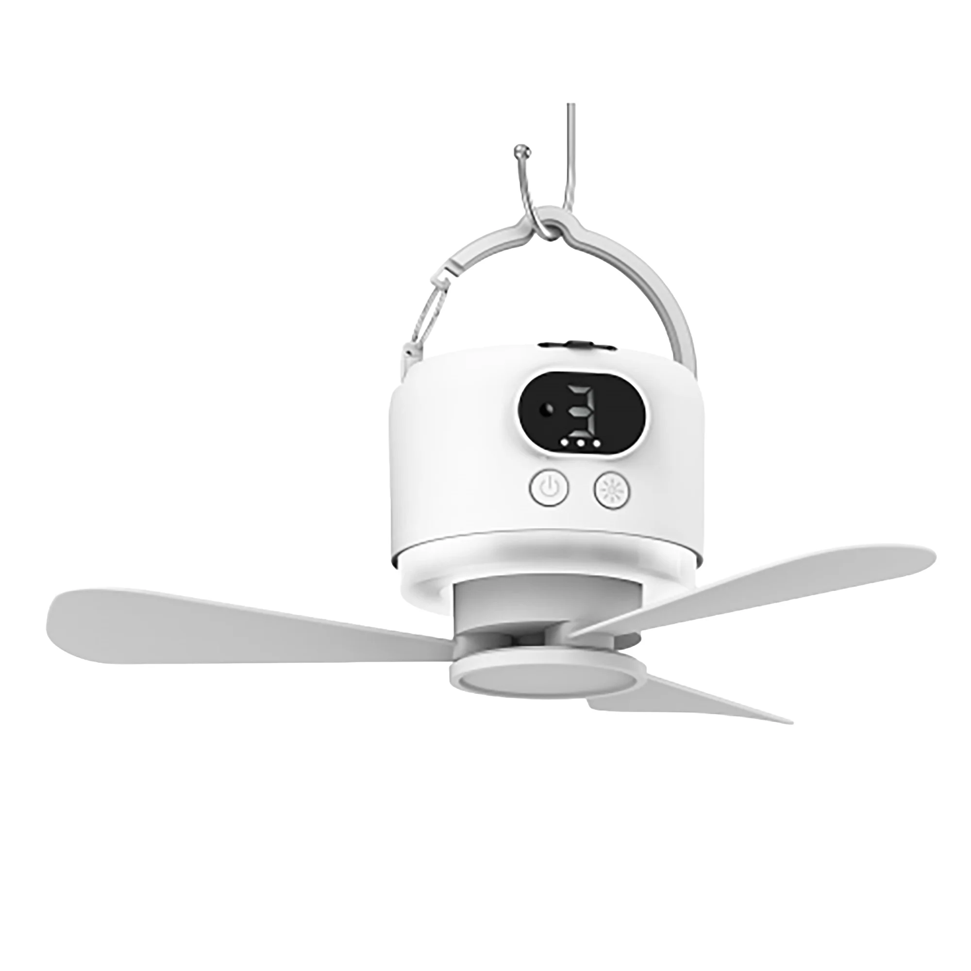 10400Mah Rechargeable Portable Ceiling Fan, Hangable with Three Wind Speeds, Remote Control, Timer, Led Light Strip, Outdoor Camping Fan