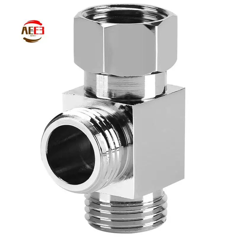 

AEE3-6X Brass 3 Way Water Diverter Adapter Quickly Installation Bathroom Shower Bidet Angle Replacement Valve Connector