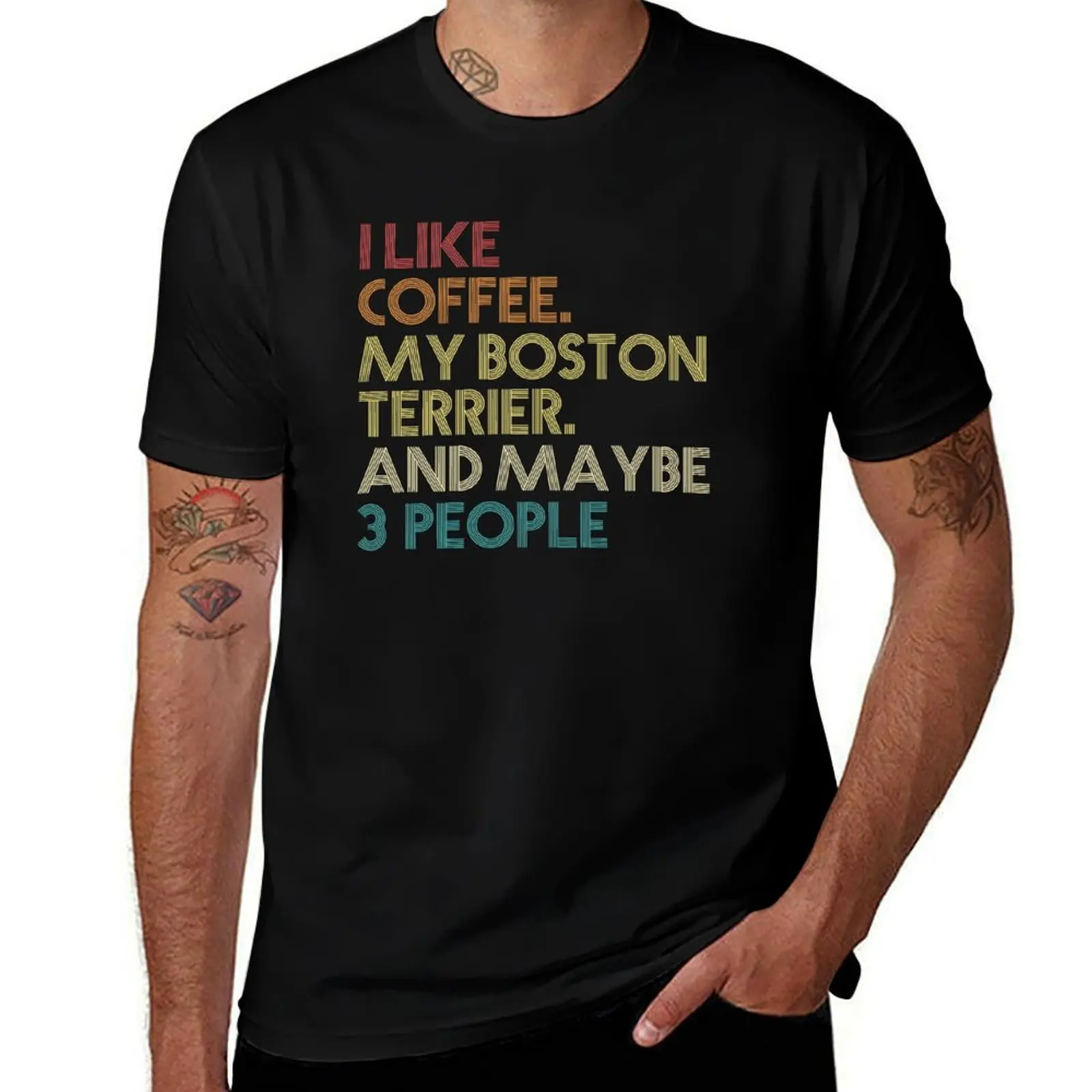 Boston Terrier Dog Owner Coffee Lover Funny Quote Saying Vintage Retro T-Shirt Performance Workout Short Sleeve Tee