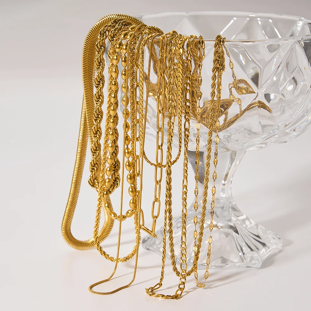 18K vergoldetes Edelstahl-Uhrenarmband für Damen, klobige Gliederkette, Punk-Figaro-Kettenarmband, Schmuckgeschenk – Detail 4