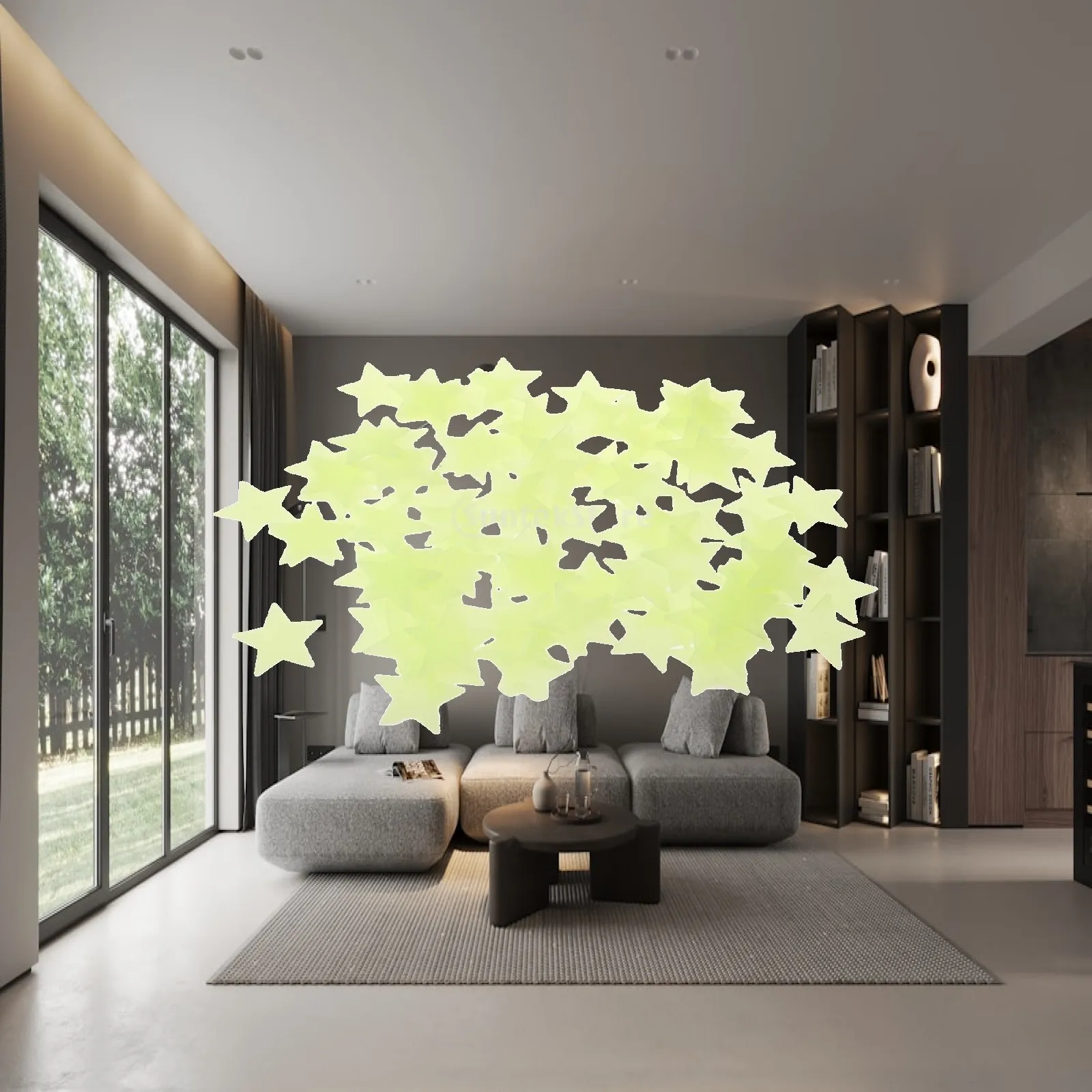 Glow in the Dark Stars Wall Decal Set Multicolor Plastic Glowing Ceiling Stickers for Home Interior Decor