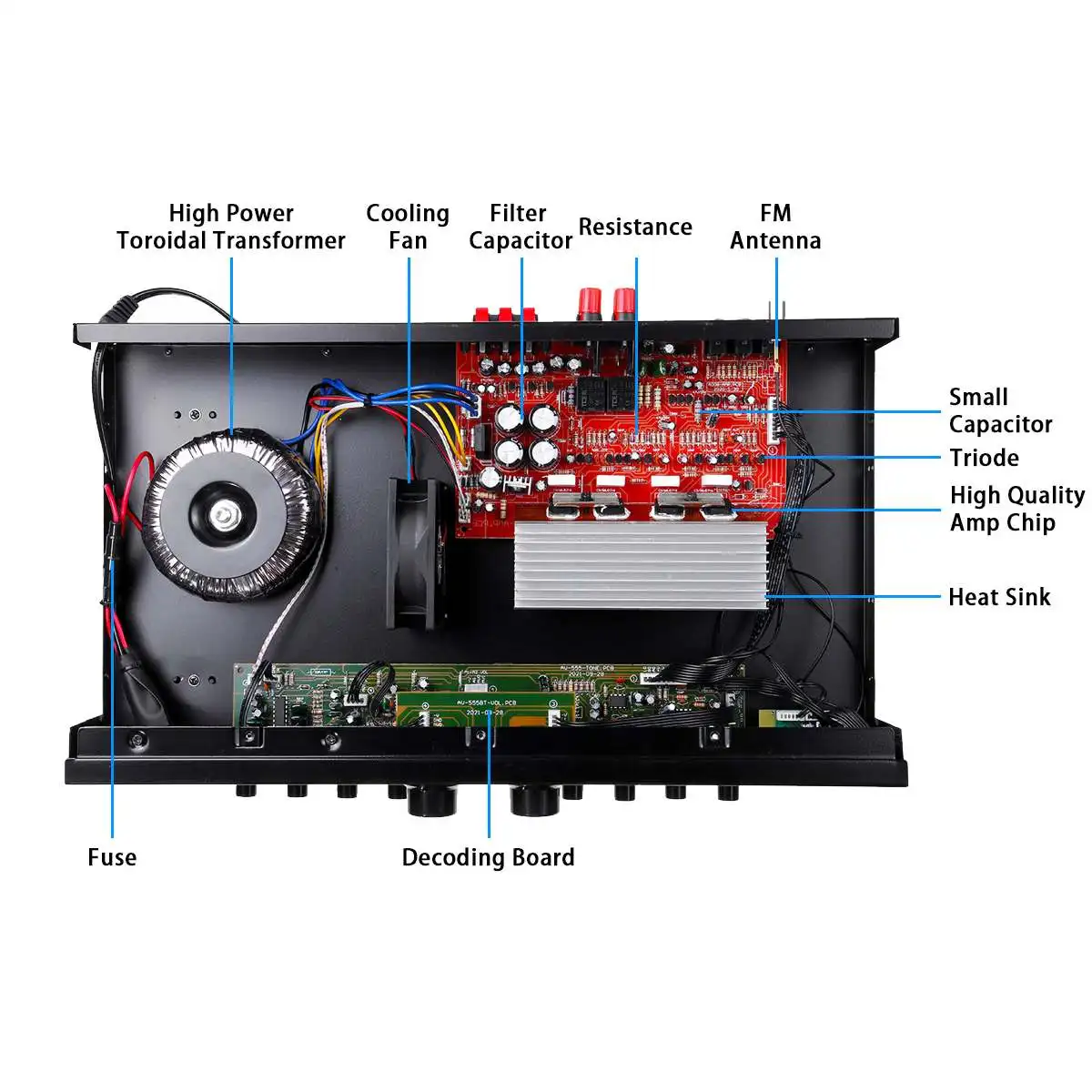 Amplificateur de cinéma maison avec écran LCD, Bluetooth, audio stéréo, FM, USB, SD, 3Mic, 12V, 4000W, 5CH, nouveau