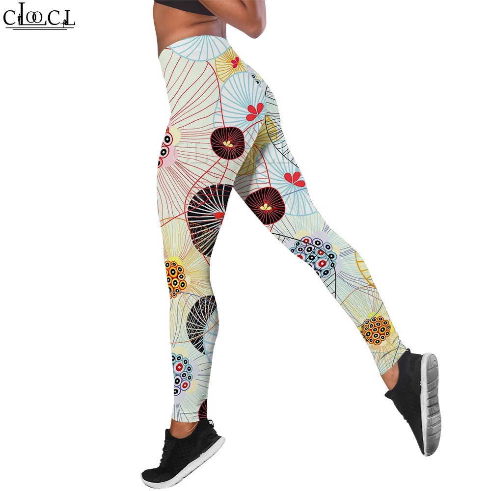 

CLOOCL Leggings for Women Simple Flower Print Casual Trousers Fitness Pants Outdoor Gym Workout Jogging Pants Female Clothes