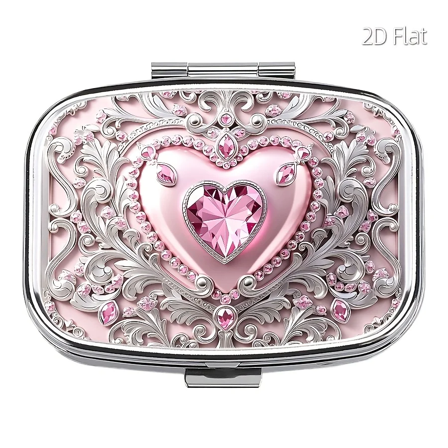 Graphic Design, 1 Medicine Box, Double-Compartment Metal Box, Small Portable Medicine Box, Suitable for Travel, Outdoor Activities, or Carrying in a Wallet or Handbag Portable Medicine Box