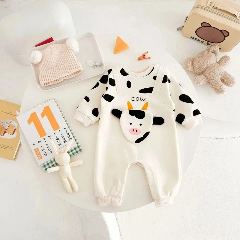 

Cute Long Pants Cow Baby Romper Infant Casual Outfit Newborn Jumpsuit Soft Cotton False Two-pieces Jumpsuit Boy Girl