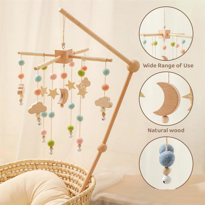 Soporte de campana para cama de bebé, campana para cama de cuna de dibujos animados, sonajero colgante móvil, colgador de juguete, accesorios de decoración para cuna de bebé YZ24