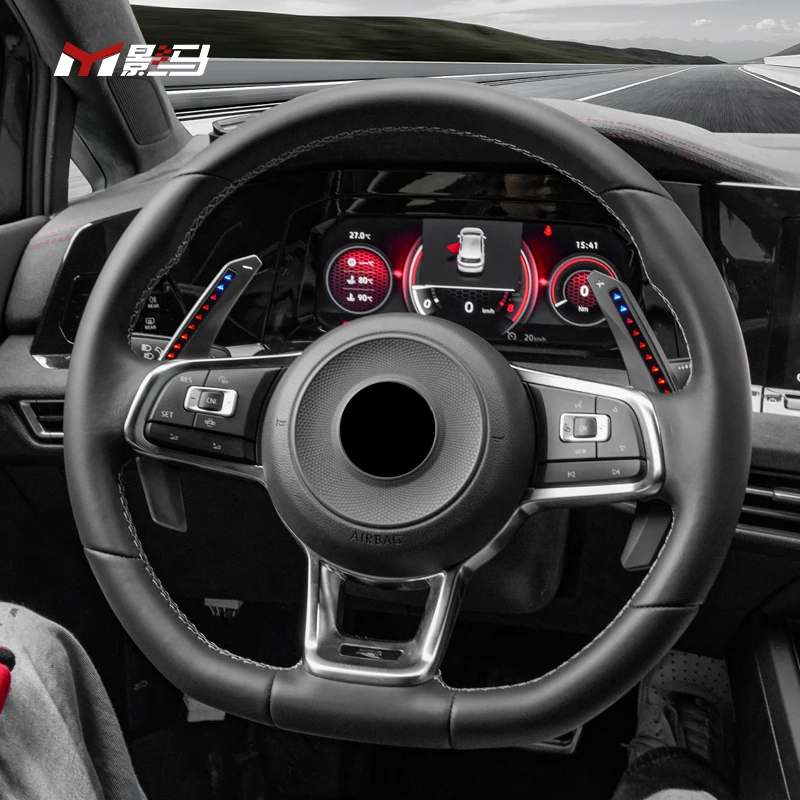 Fiber Car Steering Wheel LED Carbon Shift Paddle Shifter Extension For VW Golf 7 7.5 MK7 7.5 R GTI R-Line