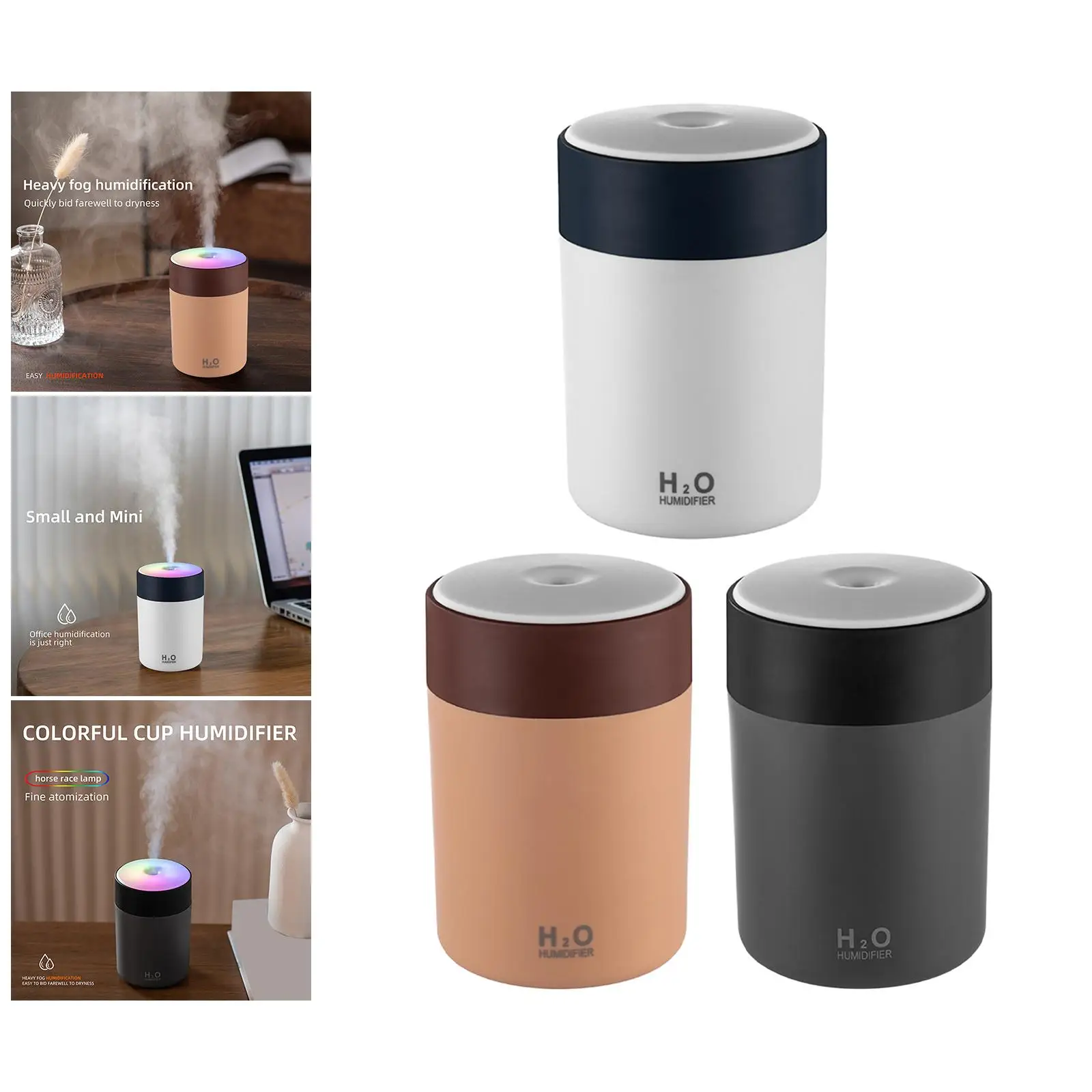 USB Desktop Humidifier Colorful 300ml Car Humidifier Quiet Timing Shut Off