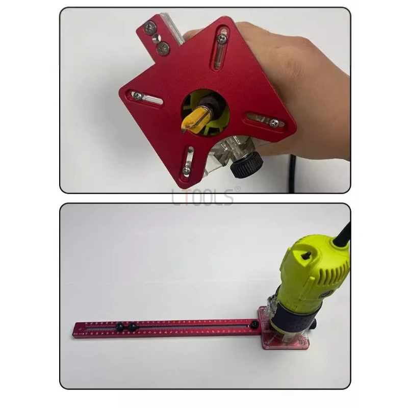 

Woodworking Milling Circular Positioning Hole Opener Aluminum Alloy Slotted Plate Adjustable Length Auxiliary Tools with Scale