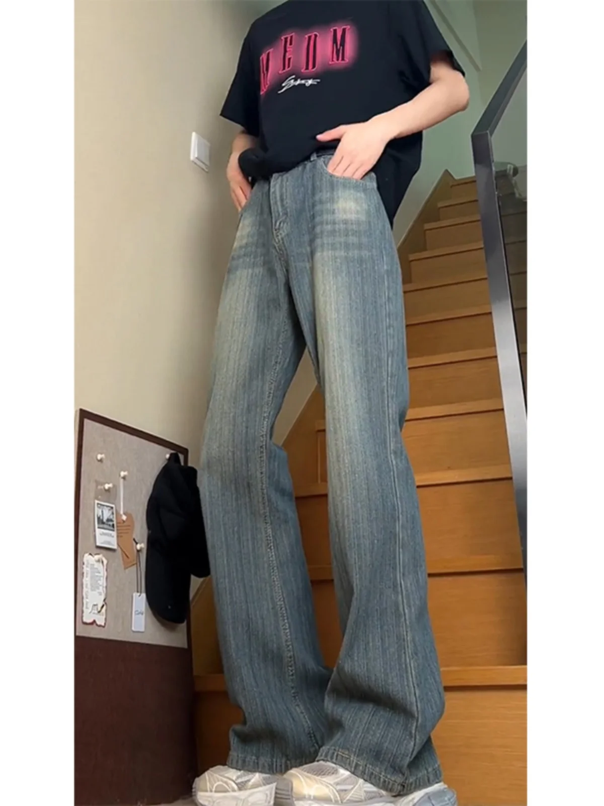 American High Street Vibe masculino k floral bordado jeans de perna larga primavera outono marca da moda premium Feel Dra Straigh...