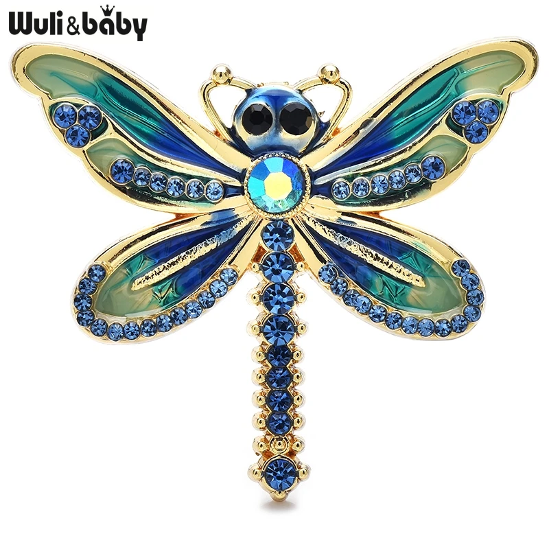 Wuli&baby Cute Dragonfly Brooches Pins For Women Unisex 4-color Enamel Insects Casual Party Badge Pins Gifts